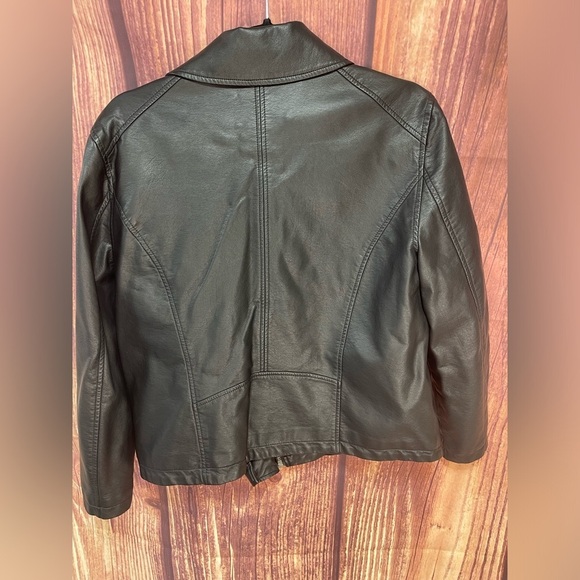 Skye’s the Limit Black long sleeve faux leather lined biker jacket women’s L - Picture 3 of 17